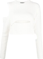 Cut-Out Cropped Ribbed Jumper 