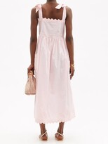 Thumbnail for your product : Juliet Dunn Tie-shoulder Rickrack-trimmed Cotton-poplin Dress - Light Pink