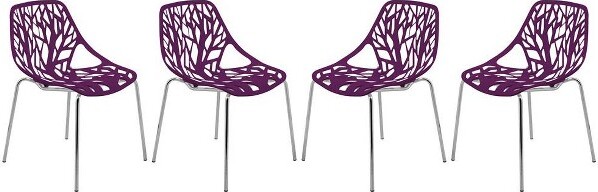 LeisureMod LeisureModAsburyModernStackableDiningChair,Setof4–BreathableErgonomicPlasticSeatwithSturdyMetalLegsforIndoor,Patio,orOutdoorUse