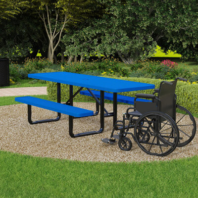 Leisure Craft 8 FT ADA Accessible Outdoor Picnic Table with 2 Bench Seats