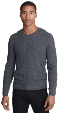 Polo Ralph Lauren Wool Logo Embroidered Cable Knit Jumper in Black for Men Mens Clothing Sweaters and knitwear 