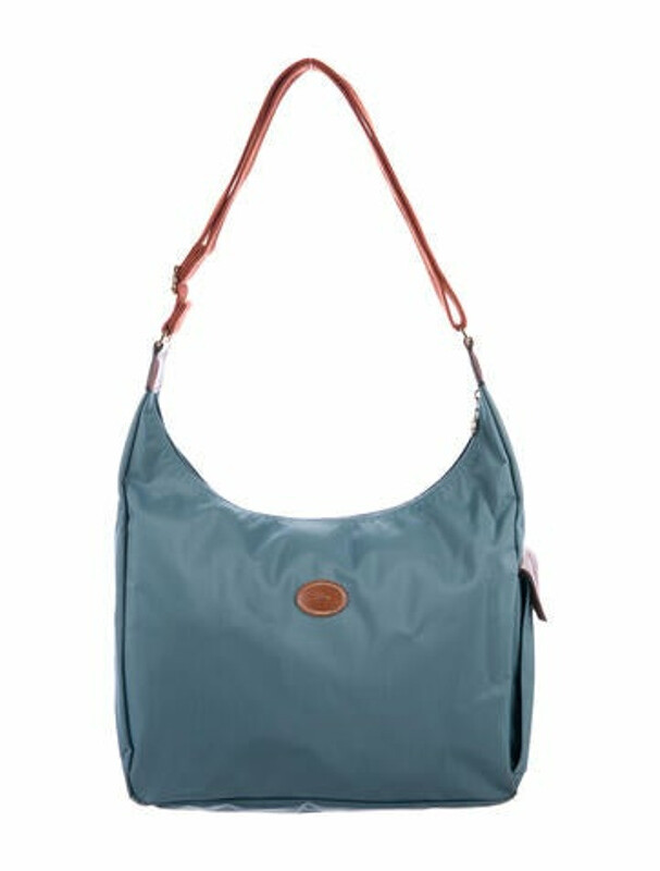 Longchamp Leather Trimmed Messenger Bag Blue ShopStyle