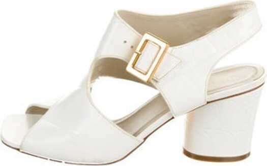 Celine Leather T-Strap Pumps By Phoebe Philo White Peep-Toes Buckle Closure at Ankles Unfortunately, due to restrictions, this item may not be eligible for shipping in all areas.