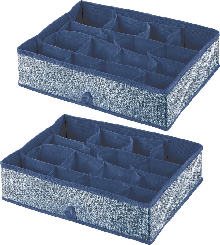 mDesign Soft Fabric Dresser Drawer Storage Organizer 2 Pack Navy