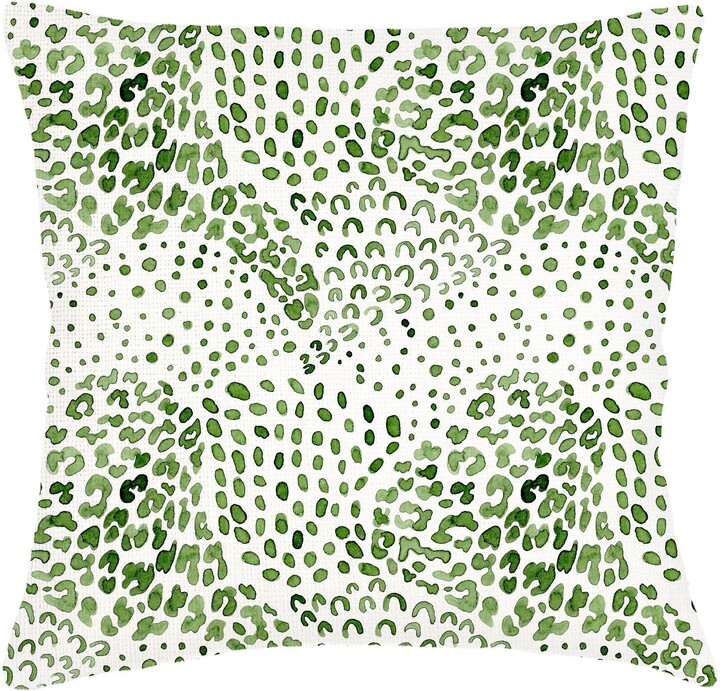 Anaya Green Cheetah Velvet Pillow with Down Alternative Insert