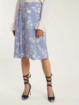 Thumbnail for your product : Altuzarra Sundew Stripe Print Fluted Silk Skirt - Womens - Blue White