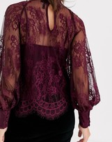 Thumbnail for your product : Forever New high neck lace top in berry