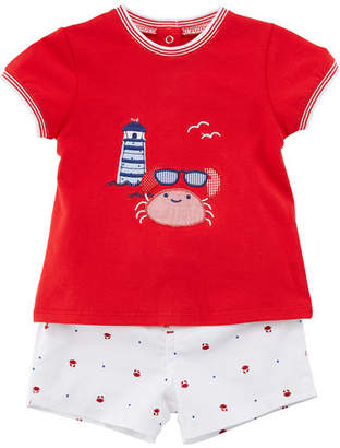 Mayoral Short-Sleeve Crab T-Shirt w/ Matching Shorts, Size 2-12 Months