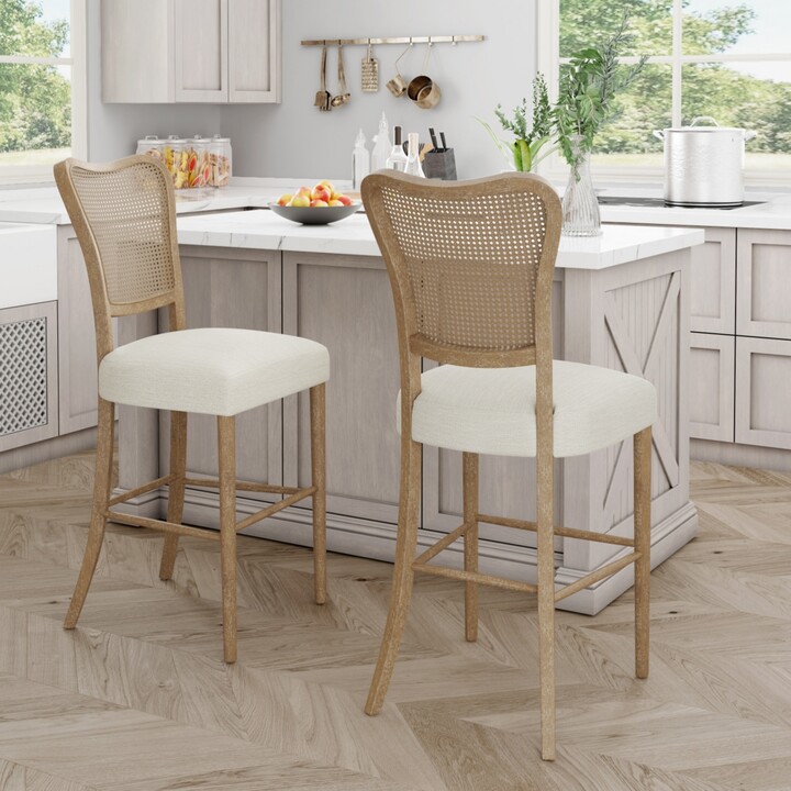 Streamdale Furniture Vintage Cane-Detailed Bar Stool: Comfort and Elegance United Set of 2