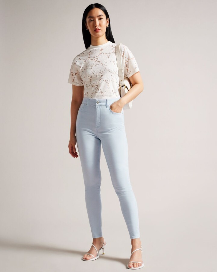 Ted Baker Skinny Fit Sateen Jeans in Baby Blue - ShopStyle