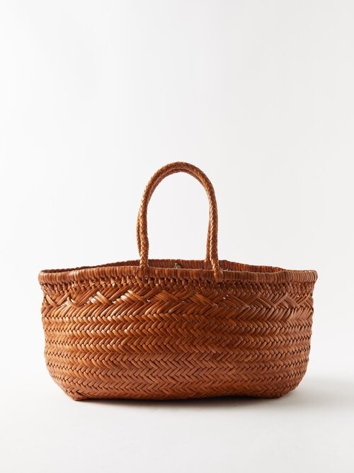 DRAGON DIFFUSION Triple Jump Large Woven-leather Basket Bag - Dark Brown -  ShopStyle