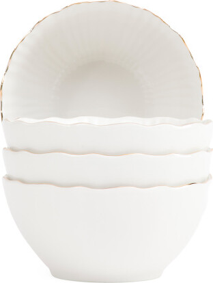 TJMAXX 4Pk Porcelain Zinnia Cereal Bowls, Gold