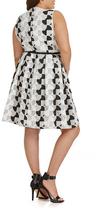 Calvin Klein Geometric-Print Fit-and-Flare Dress