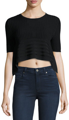 Opening Ceremony Linear Ribbed Crop Top, Black