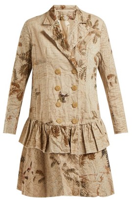 By Walid Hazy-jungle Double-breasted Coat - Beige Print