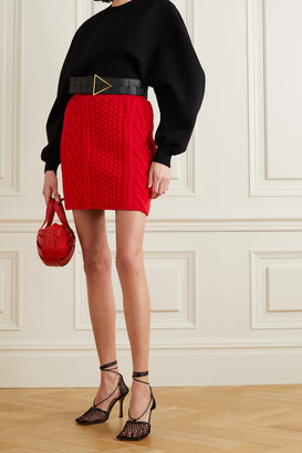 Bottega Veneta Cable-knit Wool And Cotton-blend Mini Skirt - Red