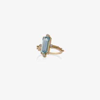 Jessie Western 18K yellow gold aquamarine diamond ring