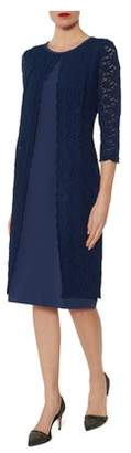 Next Womens Gina Bacconi Navy Kimora Scallop Lace Crepe Dress