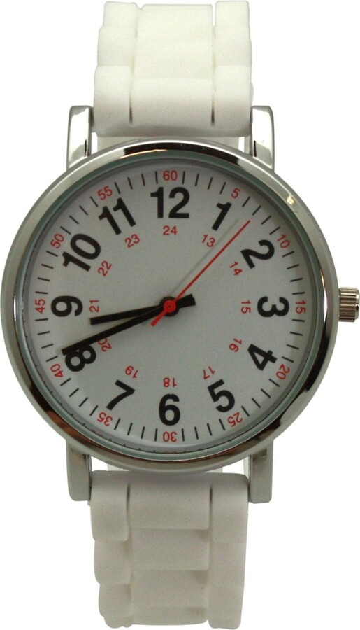 Olivia Pratt White Solid Silicone Bold Numbers Women Watch