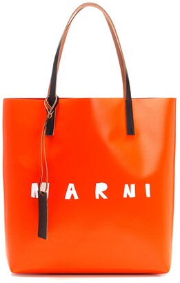 Marni Logo Print Two-Tone Tote Bag