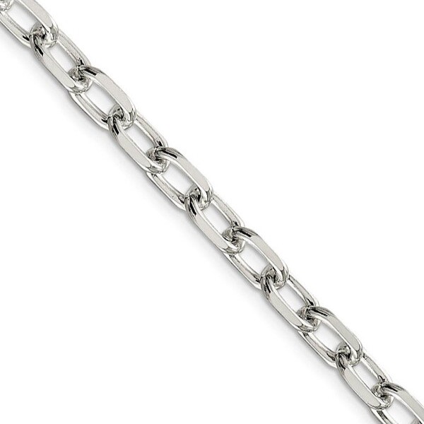Black Bow Jewelry Co. BlackBowJewelry6.5mmSterlingSilverD/CSolidElongatedCableChainNecklace18In