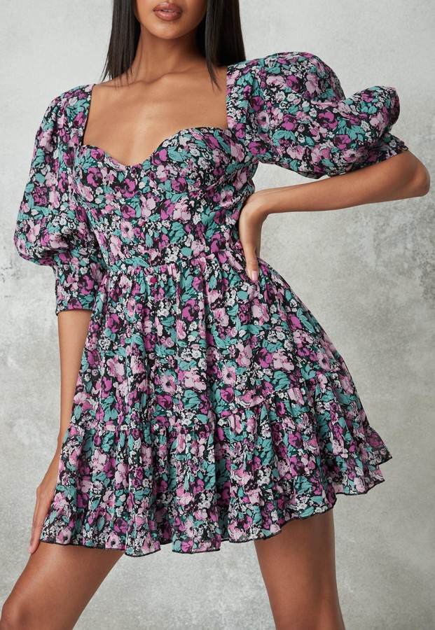 purple floral print dress