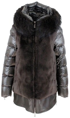 Moorer Padded Jacket In Real Goose Down With Front And Back In Shearling  With Hood With Detachable Real Fur Trim In Fox - ShopStyle