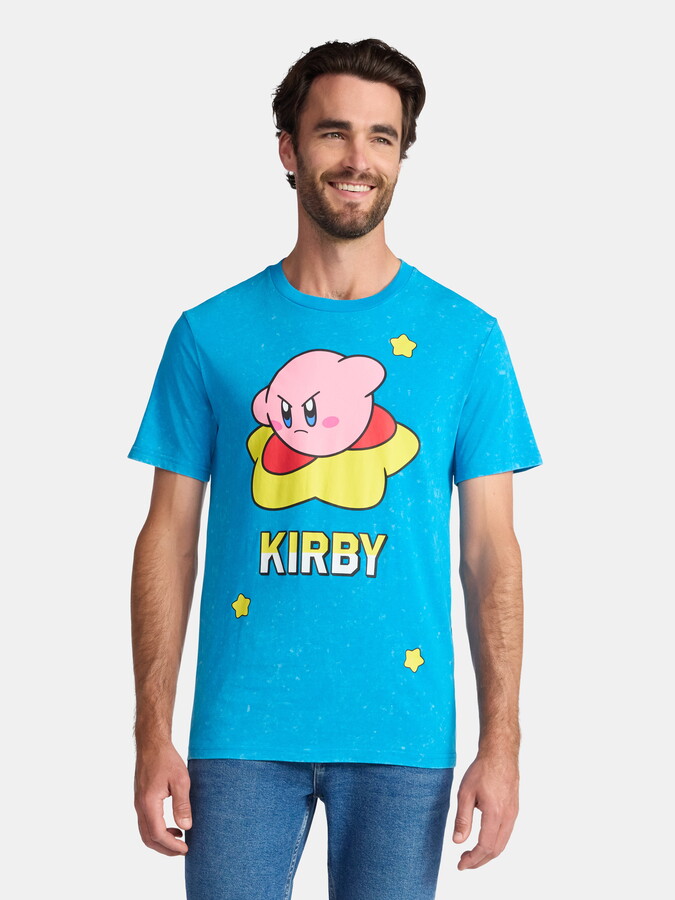 Nintendo Kirby Men's and Big Men's Flying Star Graphic Tee with Short Sleeves, Sizes S-3XL