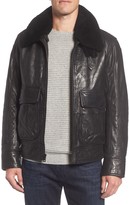 Thumbnail for your product : Andrew Marc 3614 Leather Jacket with Genuine Lamb Shearling Collar