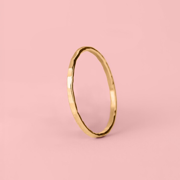 Hammered Stacking Ring | 14K Gold Fill 1mm Skinny Textured in Silver, Gold, Or Rose Comfort Fit USA