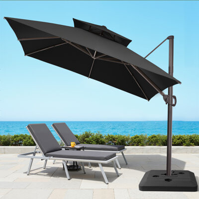 VredHom 127'' X 105'' Rectangular Cantilever Umbrella with Weighted Base