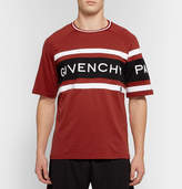 Thumbnail for your product : Givenchy Logo-embroidered Striped Cotton-jersey T-shirt - Red