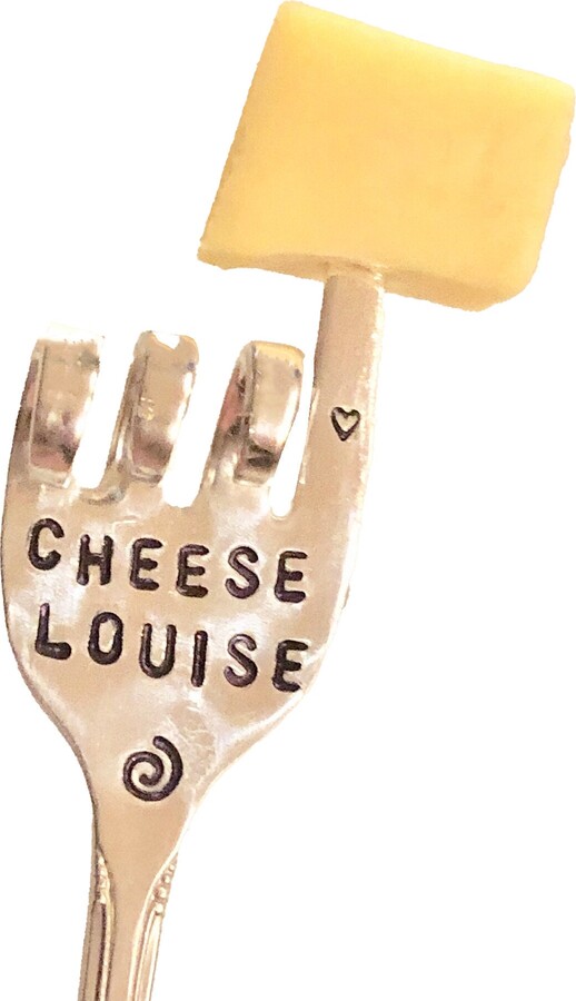 Cheese Louise Fork Hand Stamped Vintage Silverware, Charcuterie Board Pick