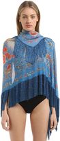 Thumbnail for your product : Roberto Cavalli Fringed Floral Print Silk Chiffon Shawl