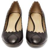 Thumbnail for your product : Chloé Lauren Scallop-edge Python-effect Leather Pumps - Womens - Dark Grey
