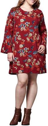 Yumi Curves Butterfly And Flower Print Tunic Dress