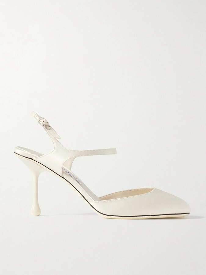 Jimmy Choo Pixie 80 Satin Mary Jane Pumps - Ivory