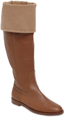 Max Mara 20mm Brigg Fold-over Leather Tall Boots