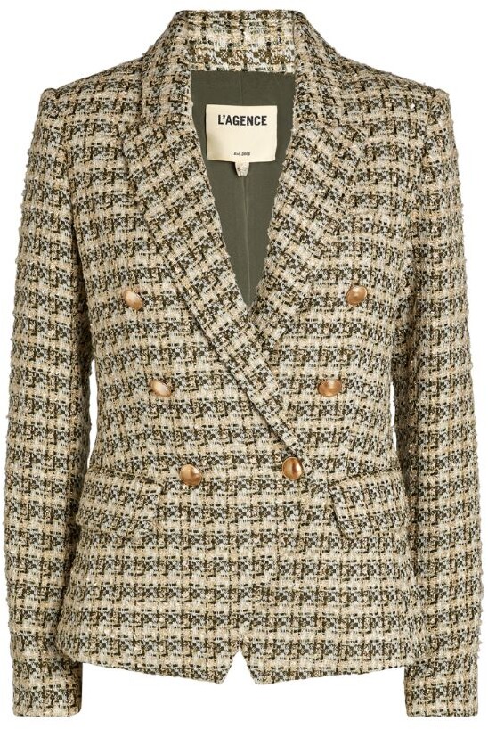 L'Agence Tweed Kenzie Double-Breasted Blazer - ShopStyle