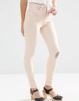 Thumbnail for your product : ASOS DESIGN RIDLEY Skinny Jeans In Petal Pink Wash With Rip And Repair