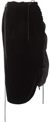 Loewe Velvet And Linen Midi Skirt - Black