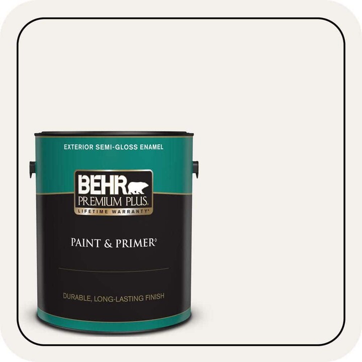 BEHR PREMIUM PLUS 1 gal. #PWN-15 Silk Pillow Semi-Gloss Enamel Exterior Paint & Primer