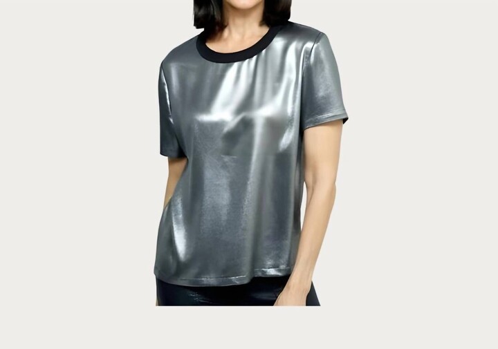 Elliott Lauren Metallic Tee In Silver