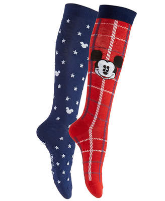 Disney Women's 2-Pk. Plaid Mickey Mouse Knee-High Socks