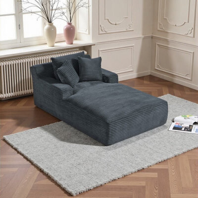 Mercer41 Luxury Oversized Corduroy Chaise Lounge Chair Modern Sleeper Sofa for Ultimate Comfort & Style