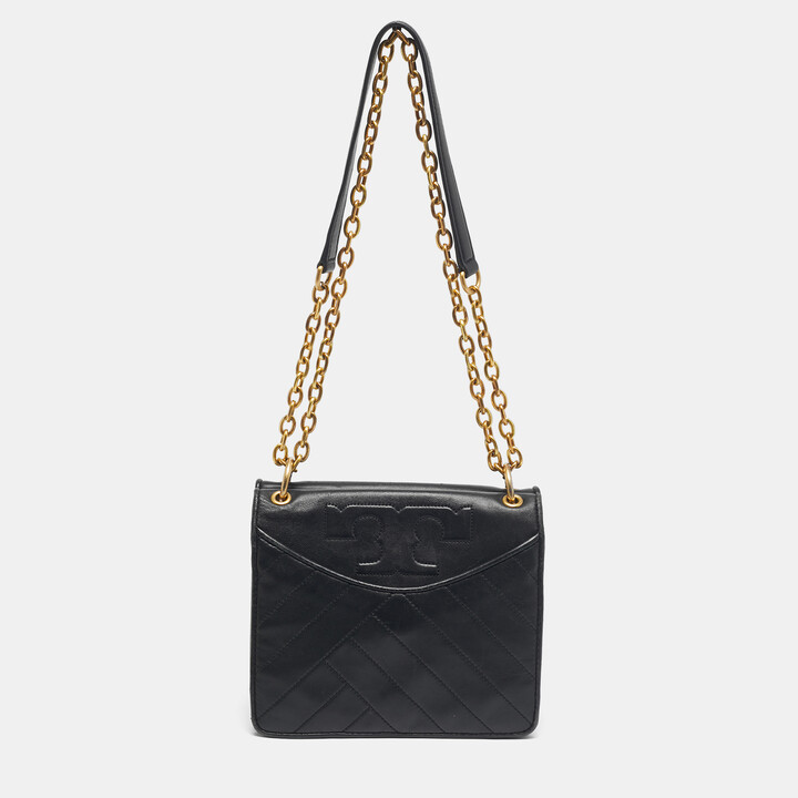 Tory Burch Black Quilted Leather Alexa Shoulder Bag