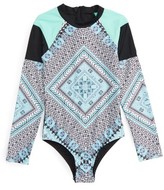 Thumbnail for your product : Seafolly Girl's Aztec Tapestry One-Piece Rashguard Swimsuit