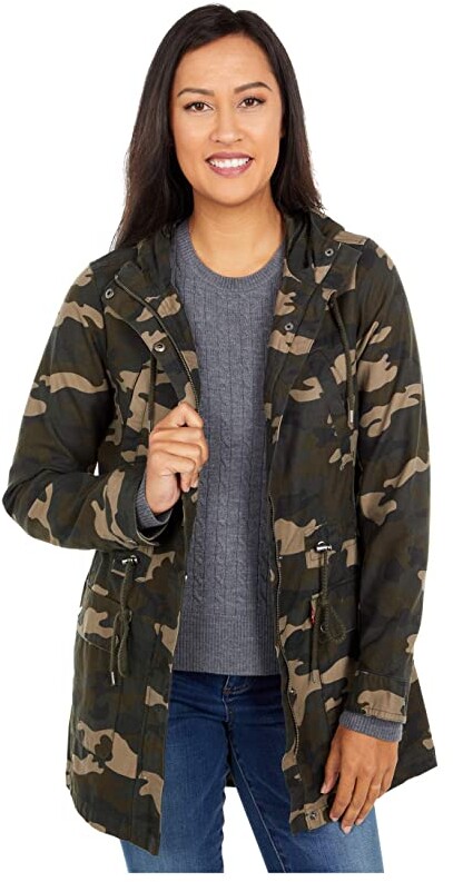Levi's Printed Cotton Hooded Fishtail Parka Jacket - ShopStyle Outerwear