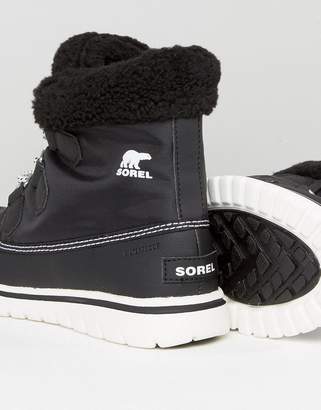 Sorel Cozy Carnival Black Waterproof Flat Boots