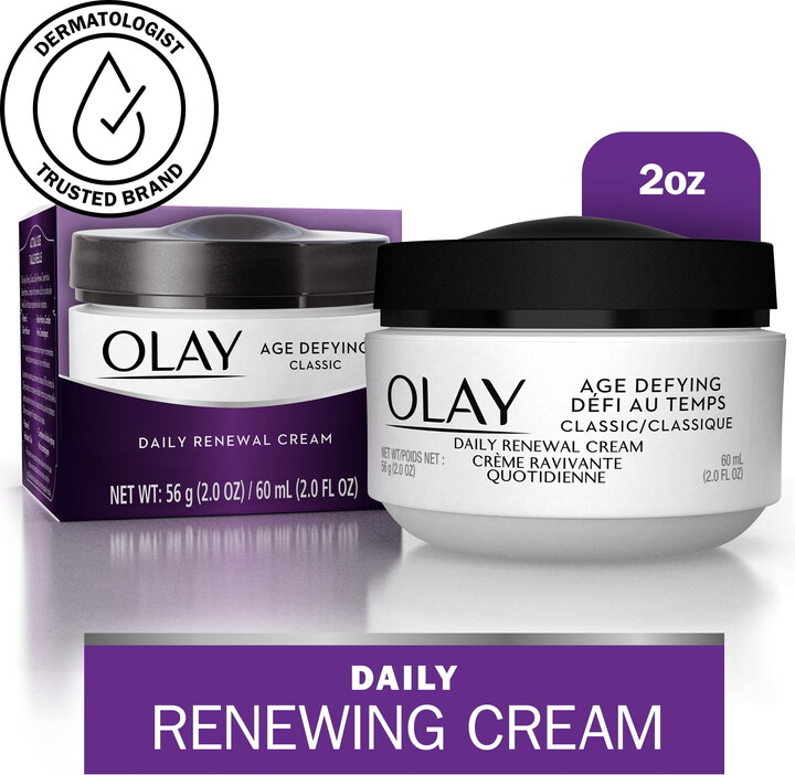 Olay Age Defying Classic Daily Renewal Cream, Face Moisturizer for Dull Combination Skin, 2.0 fl oz
